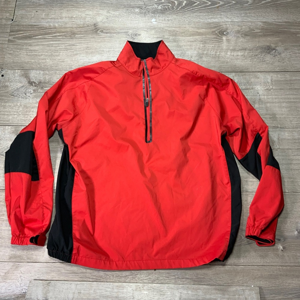 Zero‎ Restriction Mens XL Red Black Pullover Windbreaker Golf Jacket